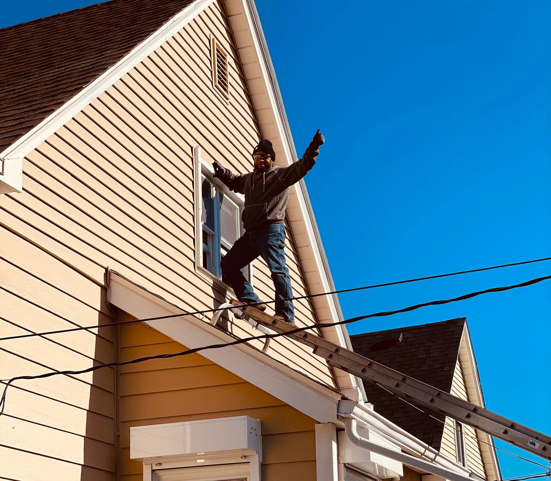 Rodney on Ladder
